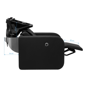 Gabbiano Myjnia fryzjerska Sylvia z elektrycznym podnóżkiem i masażem czarna (153418)