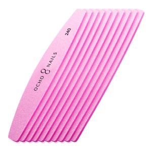 Ocho Nails pilnik półksiężyc metalowy rdzeń + polerki 240 10 szt. (150948)