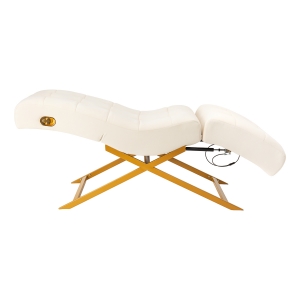 Fotel zabiegowy do rzęs Sillon Umbra biały welur ze złotą podstawą (155739)