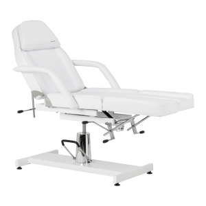 Fotel kosmetyczny hydrauliczny do pedicure Sillon 210 z kołyską i dzielonym podnóżkiem biały (155703)