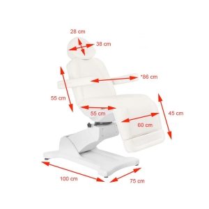 Fotel kosmetyczny elektr. Azzurro 869A obrotowy 4 siln. biały (114876)