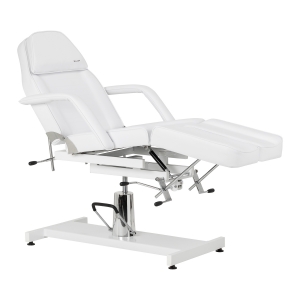 Fotel kosmetyczny hydrauliczny do pedicure Sillon 210 z kołyską i dzielonym podnóżkiem biały (155703)