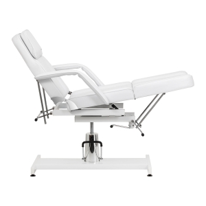 Fotel kosmetyczny hydrauliczny do pedicure Sillon 210 z kołyską i dzielonym podnóżkiem biały (155703)
