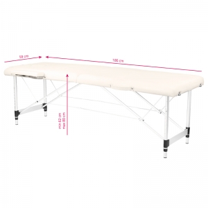 Stół składany do masażu aluminiowy komfort Activ Fizjo 2 segmentowe cream  (126960)