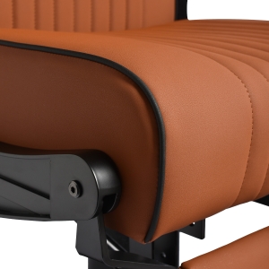 Gabbiano Fotel barberski Levi brązowy z czarną ramą bez przeszycia z tyłu  (154191)