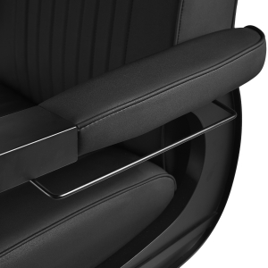 Gabbiano Fotel barberski Levi czarny z czarną ramą bez przeszycia z tyłu (154190)