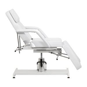 Fotel kosmetyczny hydrauliczny do pedicure Sillon 210 z kołyską i dzielonym podnóżkiem biały (155703)