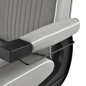 Gabbiano Fotel barberski Levi szary z czarną ramą bez przeszycia z tyłu  (154192)