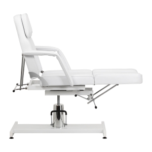 Fotel kosmetyczny hydrauliczny do pedicure Sillon 210 z kołyską i dzielonym podnóżkiem biały (155703)