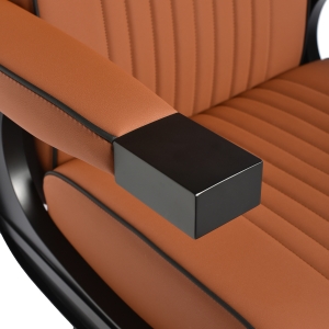 Gabbiano Fotel barberski Levi brązowy z czarną ramą bez przeszycia z tyłu  (154191)