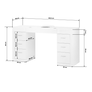 Biurko kosmetyczne 324 z pochłaniaczem kasetowym białe (150940)