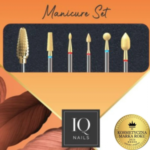 IQ NAILS ZESTAW EXPERT GOLD POWER - 6 FREZÓW DO HYBRYDY/ ŻELU/ AKRYLU/ SKÓREK (IQN ZESTAW MANI) 