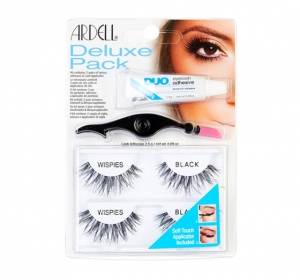 ARDELL LASHES DELUXE PACK WISPIES ZESTAW 2 PAR SZTUCZNYCH RZĘS KLEJ+APLIKATOR