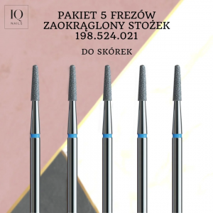 IQ NAILS PAKIET 5 FREZÓW ZAOKRĄGLONY STOŻEK (IQN PAKIET 17)