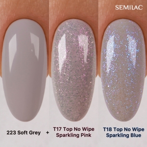 SEMILAC TOP COAT NO WIPE SPARKLING BLUE T18 - 7ml